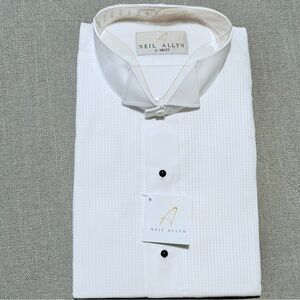 NWT Neil Allyn Men's White Dress Shirt Formal Long Sleeve, Size L 36/37
